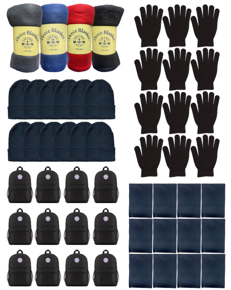 60 Pieces Yacht & Smith Unisex 5 Piece Winter Bundle Set, Backpacks, Blankets, Hats, Scarves And Gloves - Bundle Care Sets