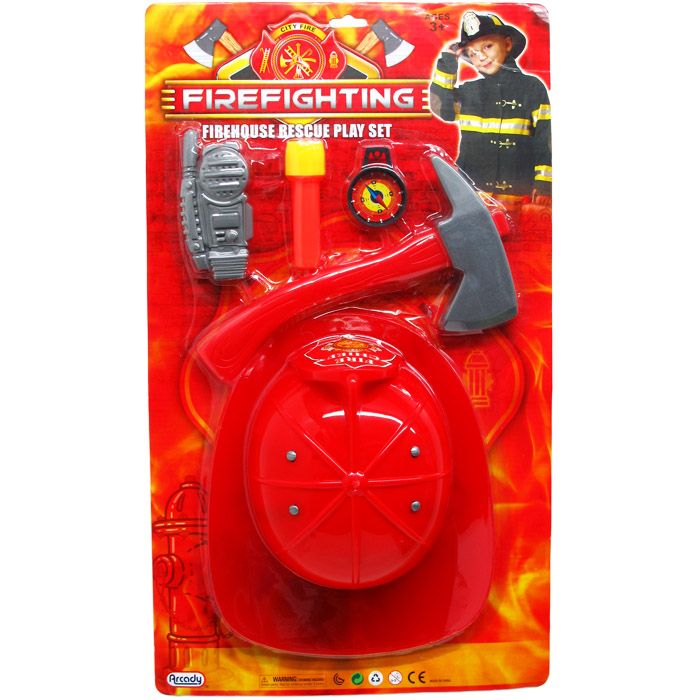 12 Pieces of Fire Fighter Play Set With Helmet