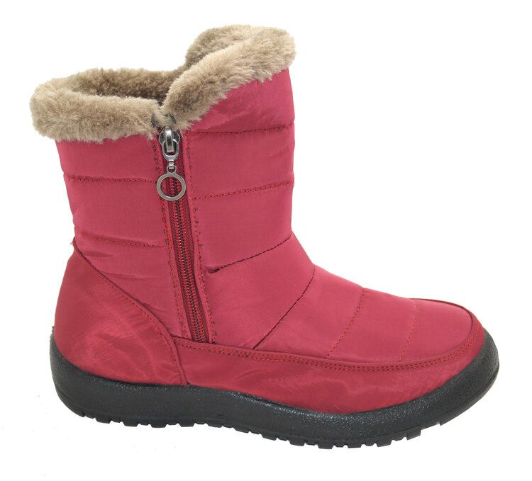 12 Wholesale Snow Boots For Women Comfortable Winter Boots Plus Lining Zip Color Wine Size 6-11