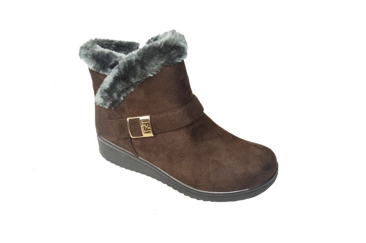 12 Bulk Women Faux Fur Winter Bow Ankle Boots Color Brown Size 7-11