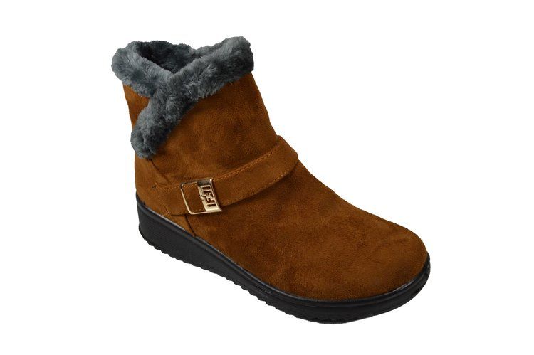 12 Bulk Women Faux Fur Winter Bow Ankle Boots Color Tan Size 7-11