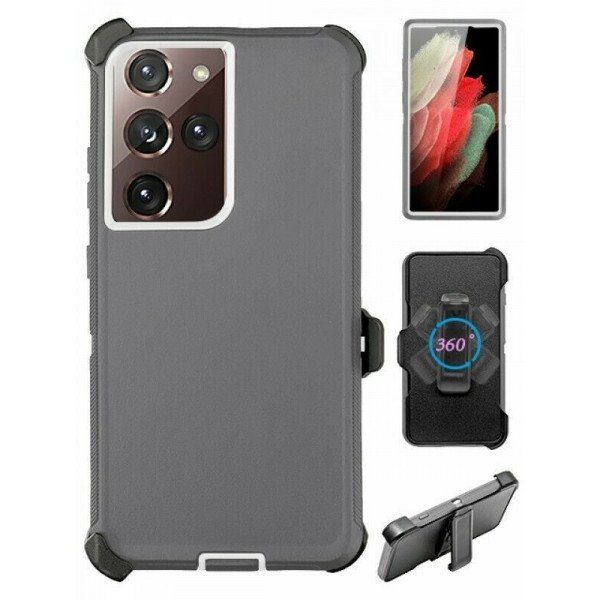 12 Wholesale Heavy Duty Armor Robot Case With Clip For Samsung Galaxy Note 20 Ultra In Gray And White