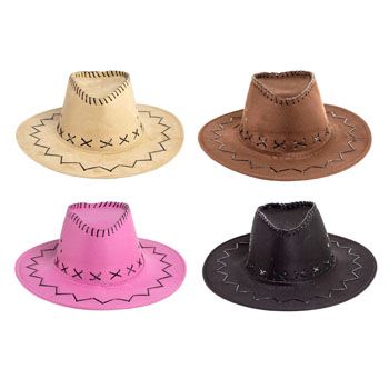 24 Wholesale Cowboy Hat Adult Size 4ast Clrs
