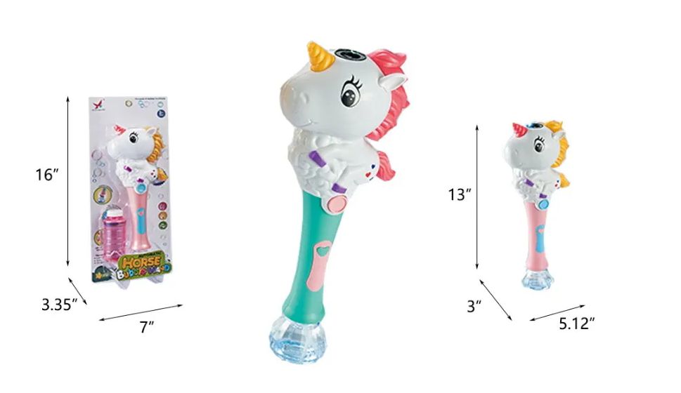 24 Wholesale 16" Unicorn Bubble Stick With Light& Music