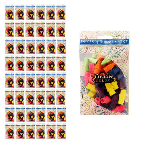 48 Packs of 40 Pack Of Colored Pencil Cap Erasers