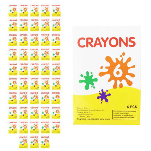 96 Wholesale 6 Pack Crayons
