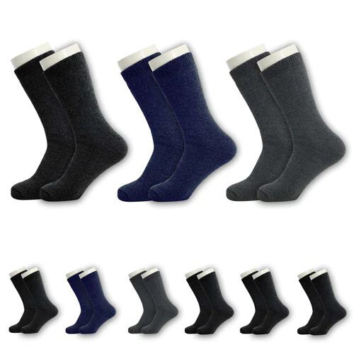 96 Sets of Unisex Crew Wholesale Thermal Sock, Size 9-13 In 3 Assorted Colors