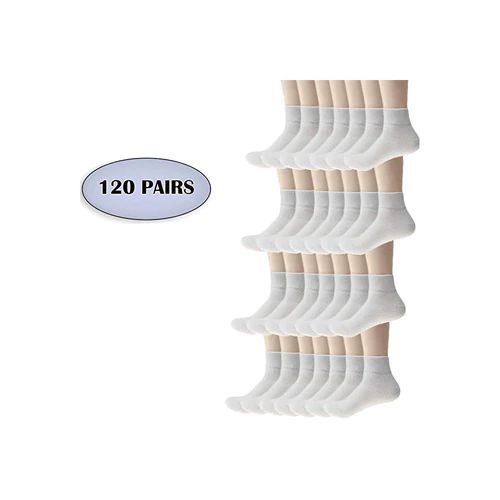 120 Pairs Unisex Ankle Wholesale Sock, Size 9-11 In White - Socks & Hosiery