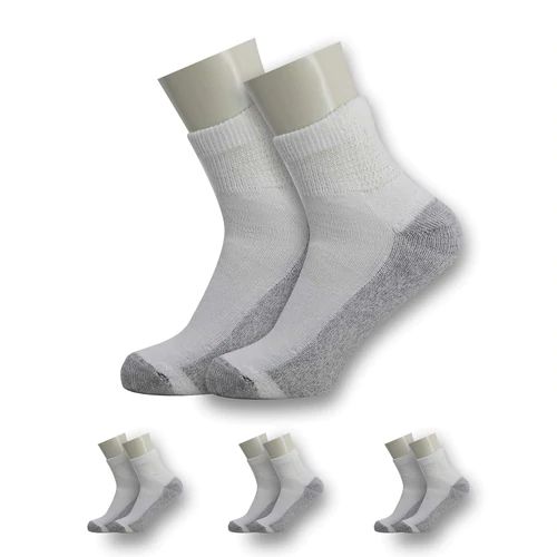 96 Wholesale Men's Ankle Wholesale Socks, Size 10-13 In White With Grey