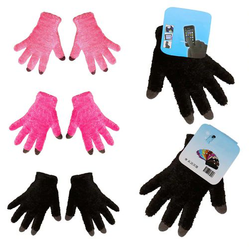 96 Pairs of Unisex Wholesale Touch Gloves In 3 Assorted Colors