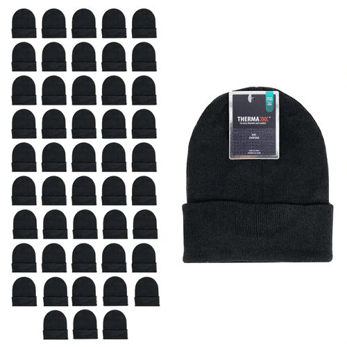 48 Pieces of Unisex Wholesale Beanies In Black