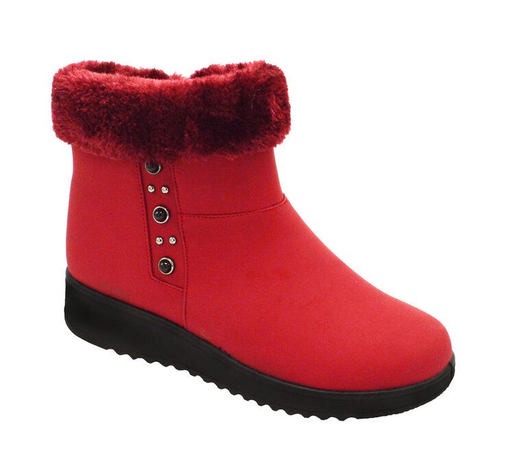 12 Wholesale Women Comfortable Ankle Winter Boots With Fur Lining Color Wine Size 5-10