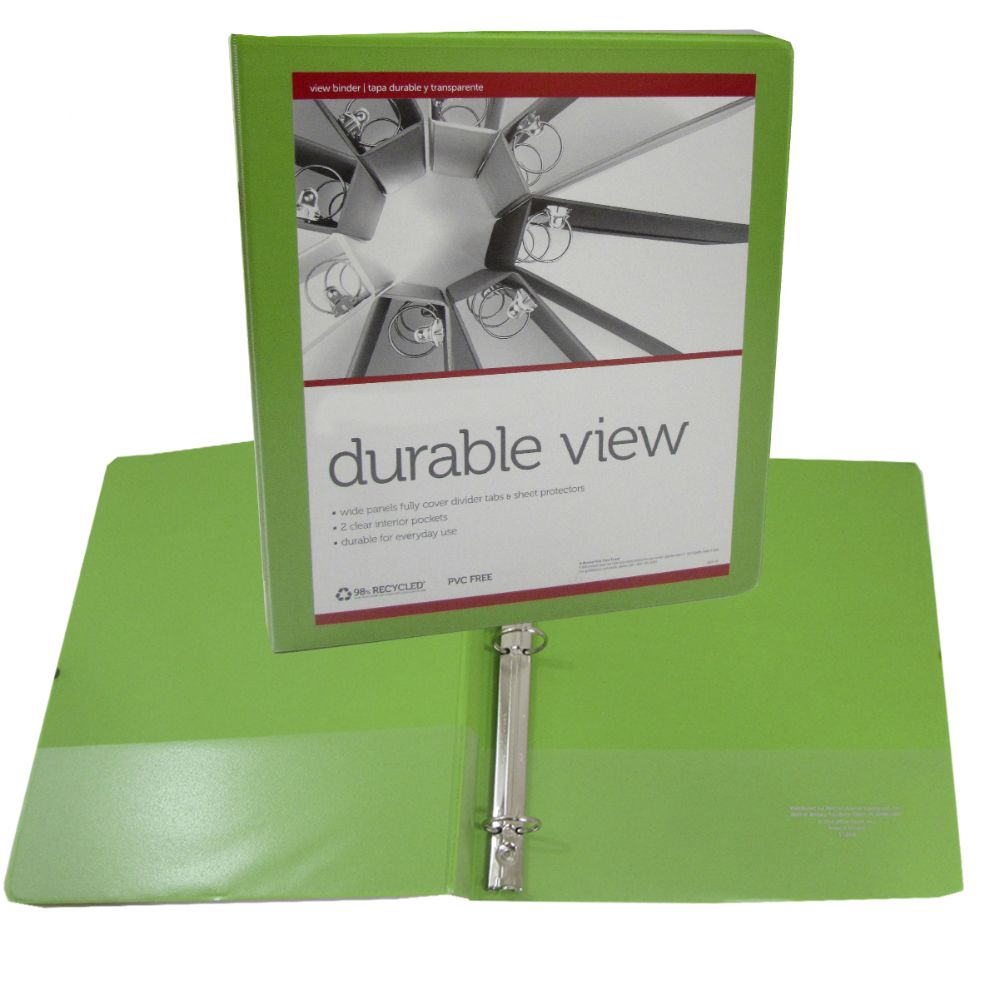 12 Pieces of Heavy Duty Binder With 2 Interior Pockets - Lime Green