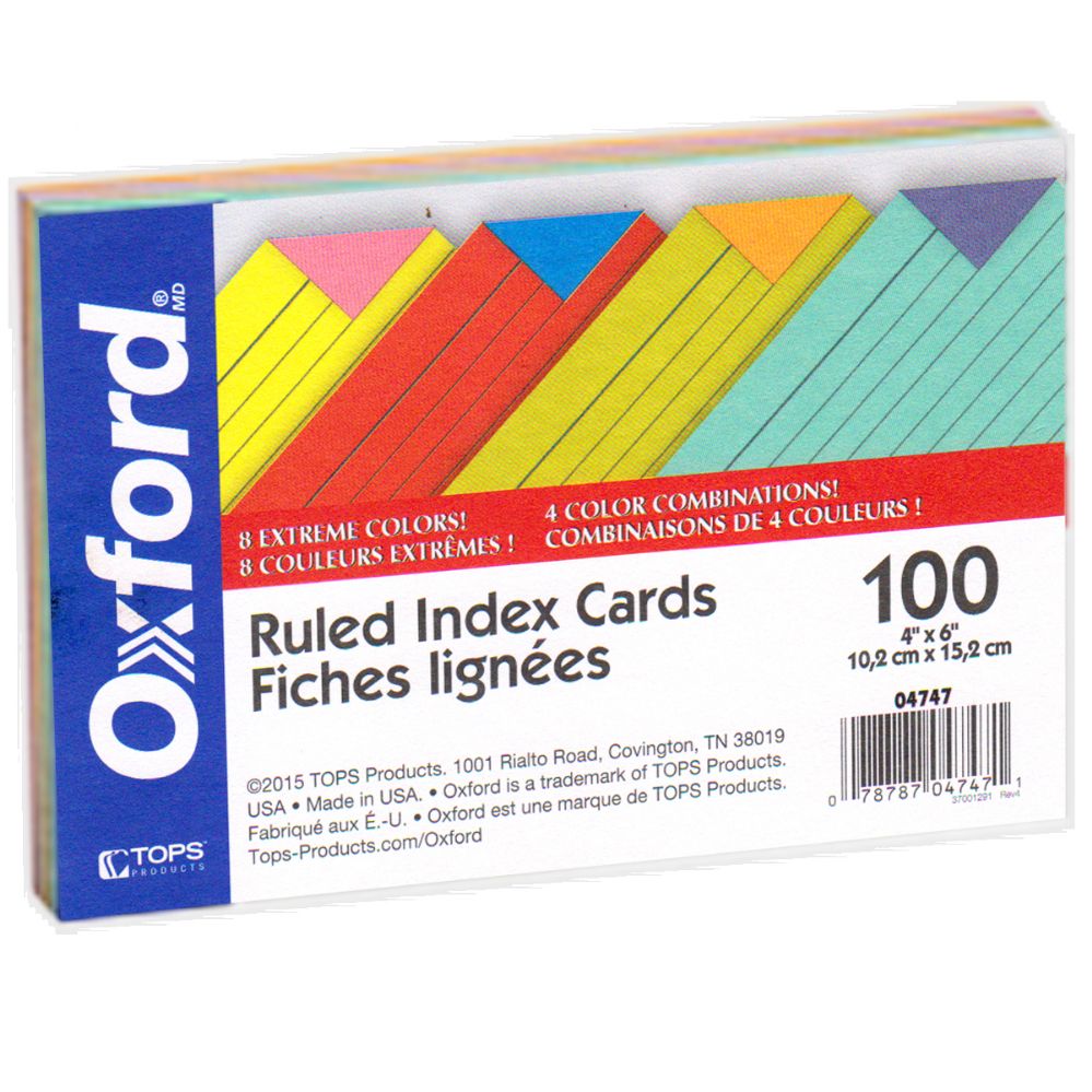 30 Wholesale Oxford Color Index Cards - 4inchx 6inch 100 ct