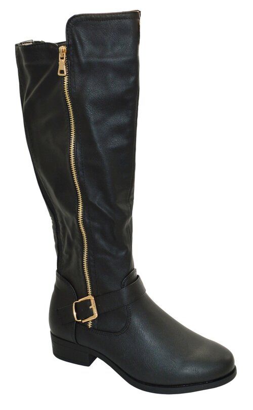 12 Bulk Women's Comfortable High Boots With Zipper Color Black Size 5-10