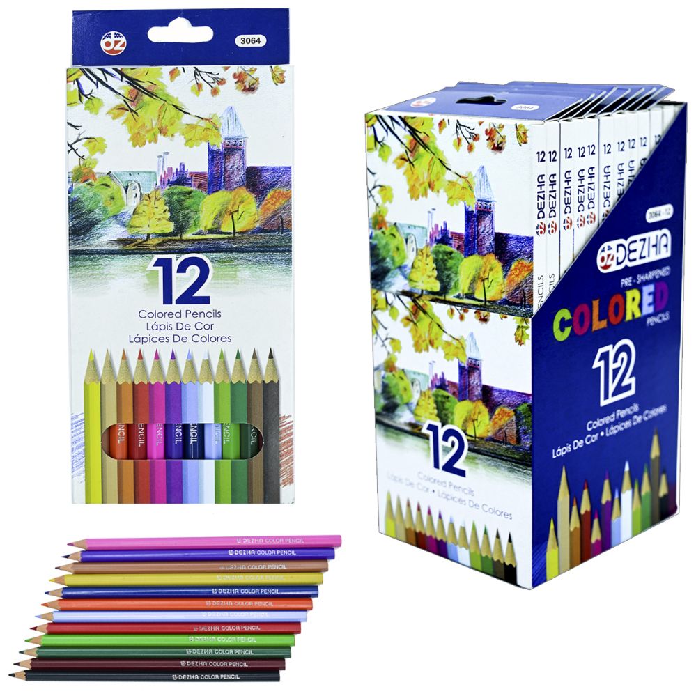 144 Wholesale Colored Pencils - 12 Count, Pre Sharpened