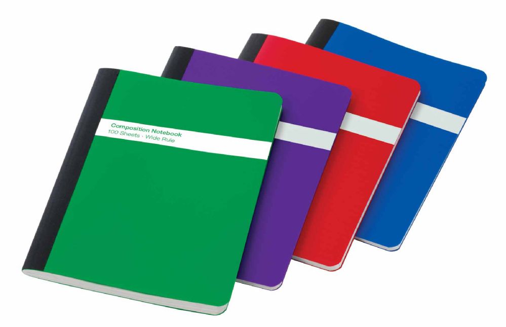 12 Pieces of Poly Composition Notebook Wireless 100 Sheets Assorted