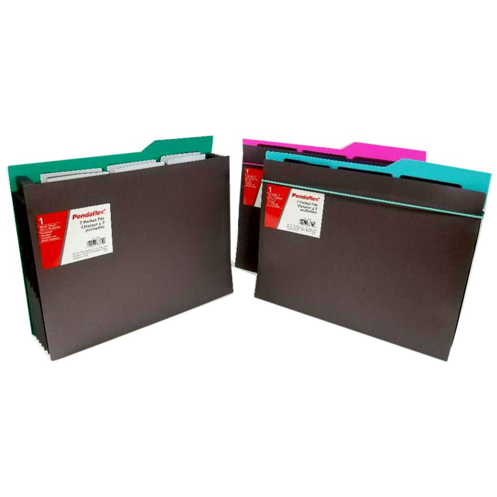 7-Pocket File, Letter Size - Assorted Colors - File Folders & Wallets