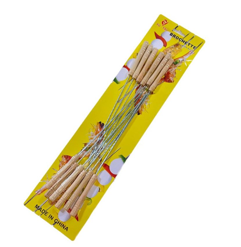 12 Packs of 12pk 12" Bbq Skewers With Wooden Handle