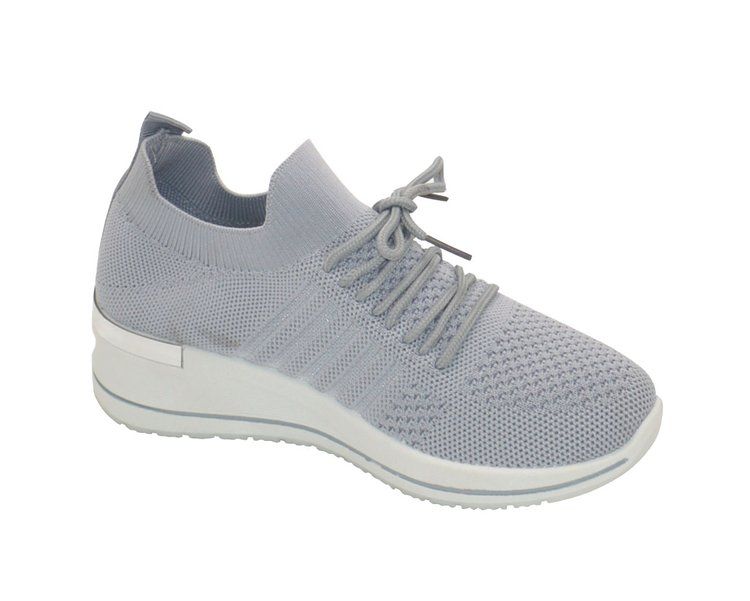 12 Wholesale Women's Sneakers, Breathable, Comfortable Shoes In Grey Assorted Size