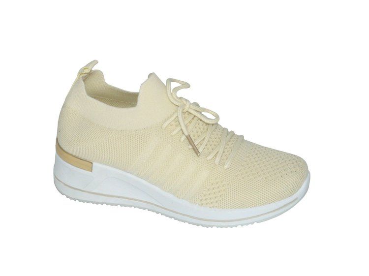 12 Wholesale Women's Sneakers, Breathable, Comfortable Shoes In Beige Assorted Size