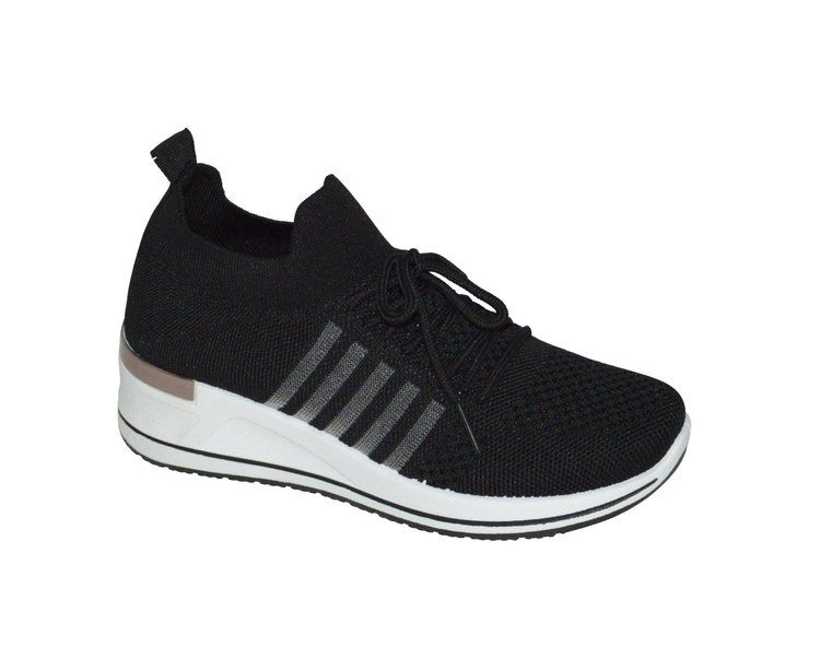 12 Wholesale Women's Sneakers, Breathable, Comfortable Shoes In Black Assorted Size