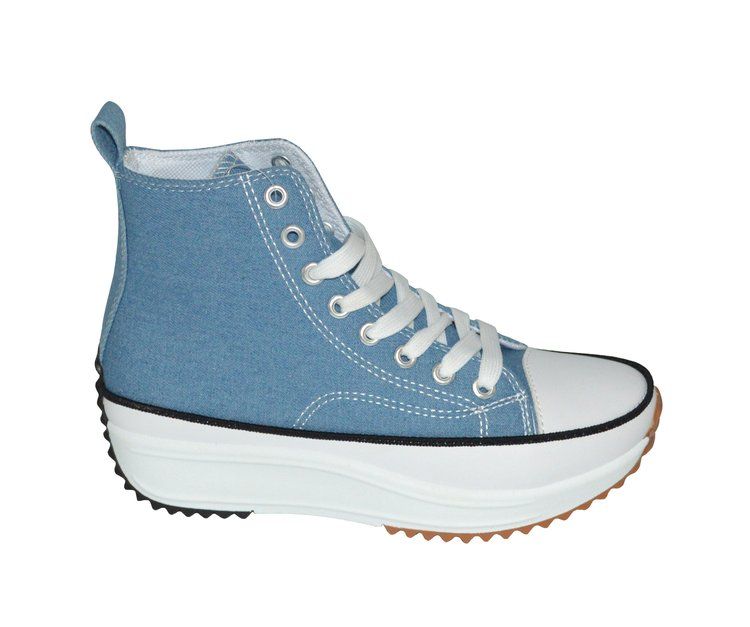 Tredive hagl medier 12 Wholesale Womens Mid Top Canvas Lace Up Sneakers In Jeans - at -  wholesalesockdeals.com