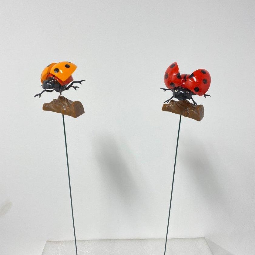48 Wholesale Yard Stake [ladybug With Springing Wings And Feet]