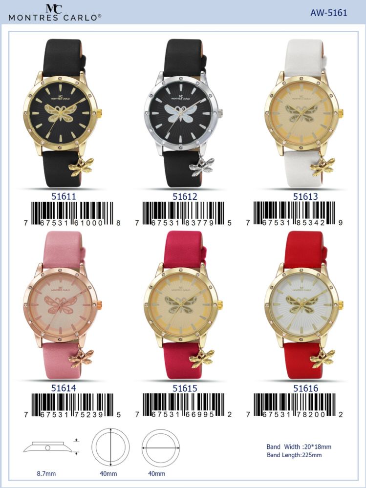 12 Wholesale Ladies Watch - 51612 assorted colors