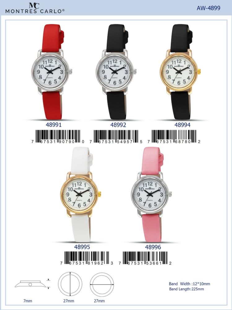 12 Wholesale Ladies Watch - 48992 assorted colors