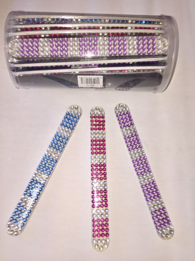72 Pieces of Nail File With Colored Stones - Display Included