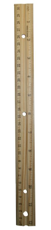 144 Wholesale Wood Ruler 12 Inch Binder Holes
