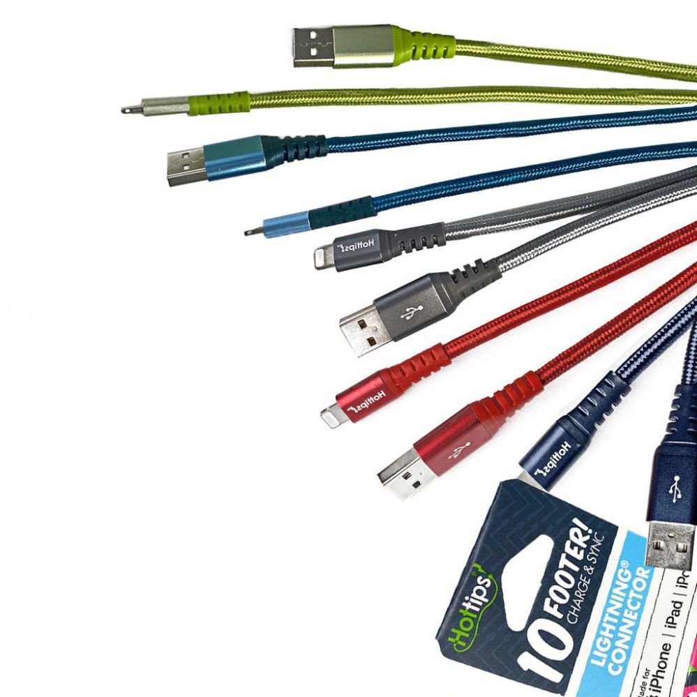 5 Pieces of Hottips Braided Cable With Lightning Connector  10 ft.