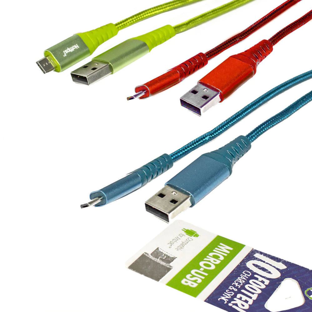 15 Pieces of Braided Cable With Micro Usb Connector - 10 ft