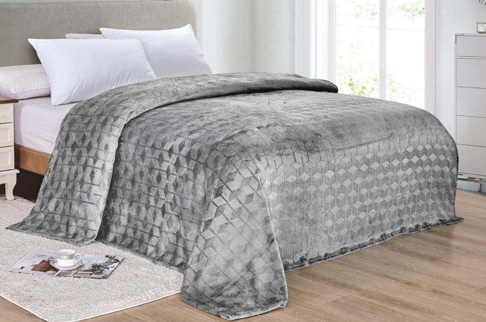 12 Pieces of Amrani Bed Cover Blanket In Grey Color Queen Size