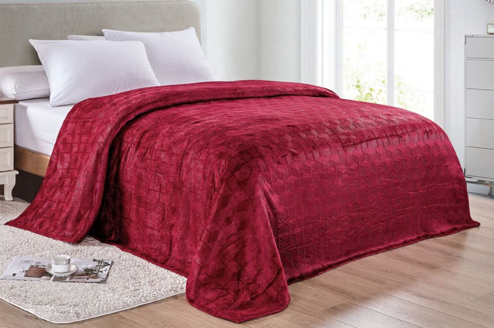 12 Wholesale Amrani Bed Cover Blanket In Burgandy Color King Size