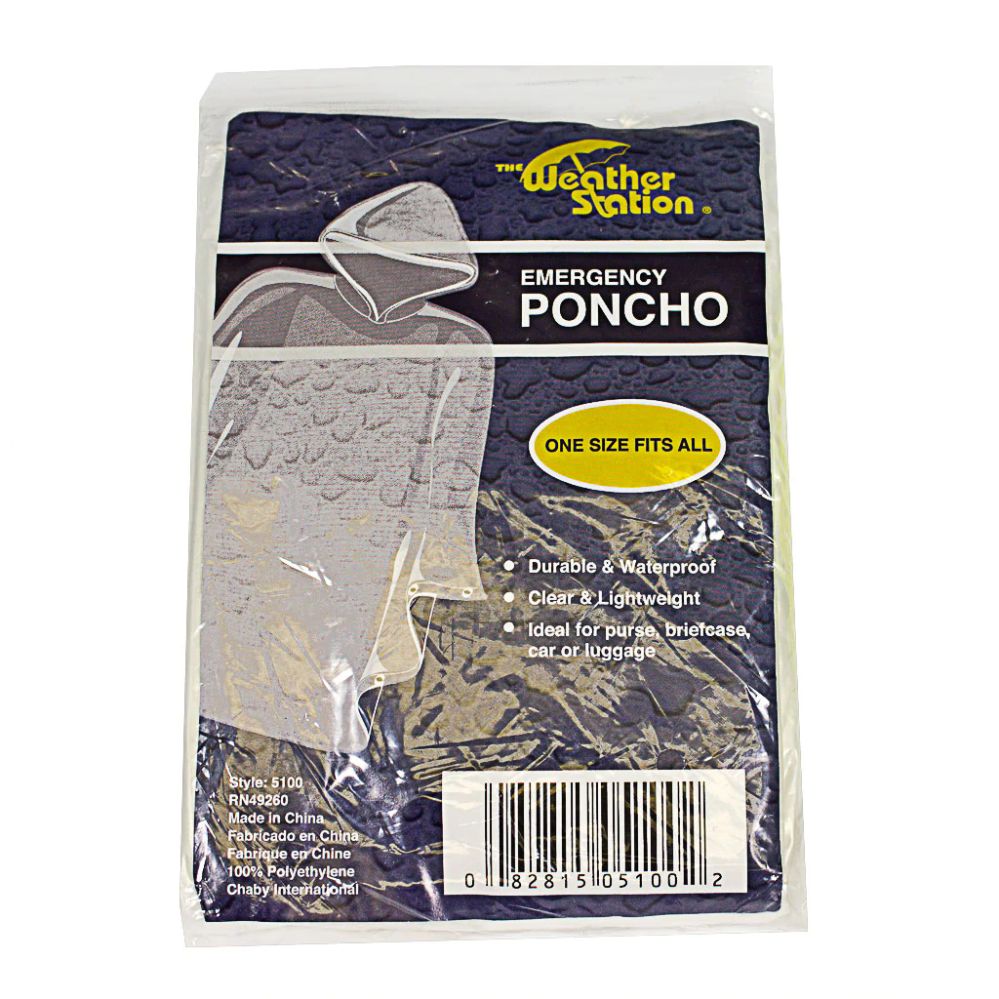 6 Wholesale Emergency Poncho - Clear