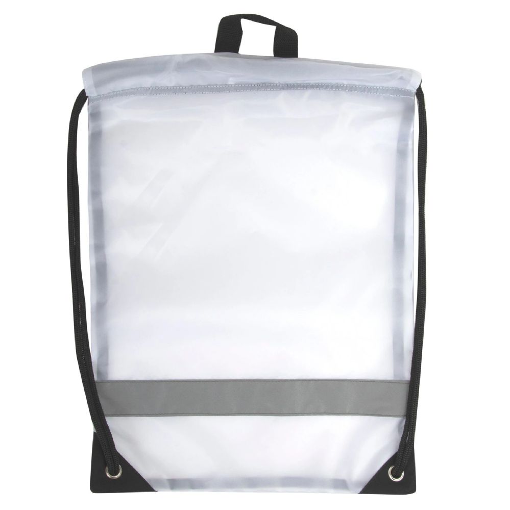 100 Pieces of 18 Inch Safety Drawstring Bag With Reflective Strap In White