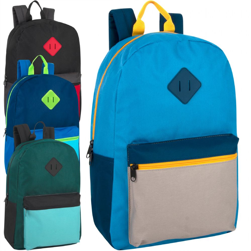 24 Wholesale 17 Inch Multicolor Backpack 4 Color