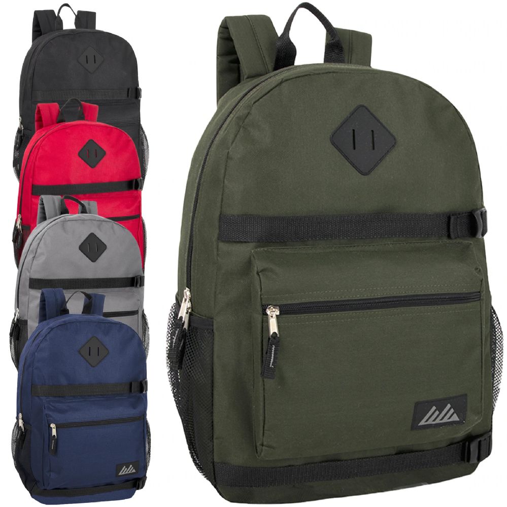 24 Wholesale 18 Inch Double Buckle Backpack - 5 Colors