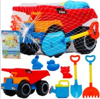 9 Sets of 10.25" Beach Toy Truck W/ 6pc Acss