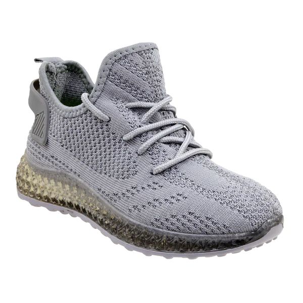 12 Wholesale Big Kid's Clear Sole Knitted Jogger In Gray