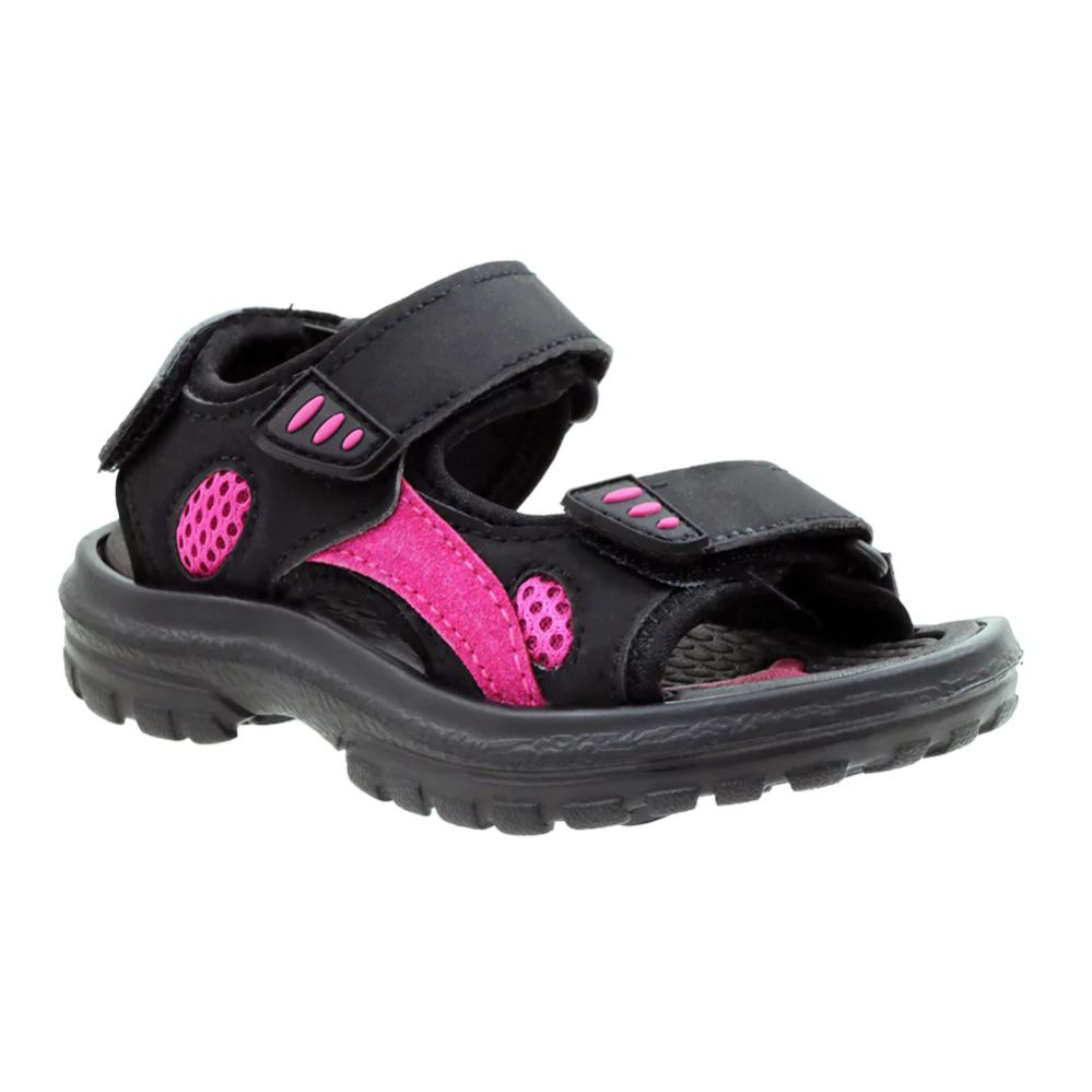 18 Wholesale Girls Active Sandals In Black And Fuschia
