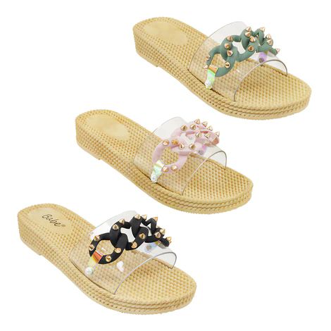 30 Wholesale Women's Spike And Chain Slide