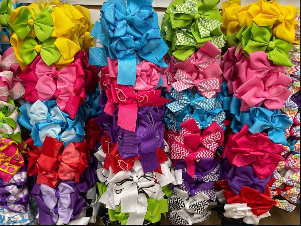 96 Wholesale Large Size Hair Bows Assorted Colors And Prints