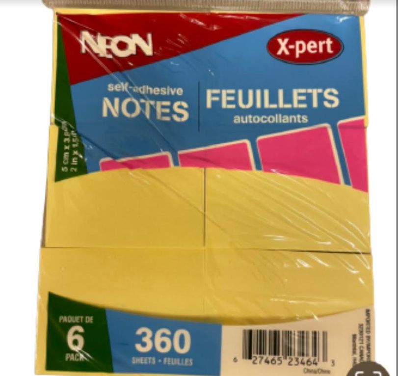 100 Wholesale 6pc Sticky Note Yellow