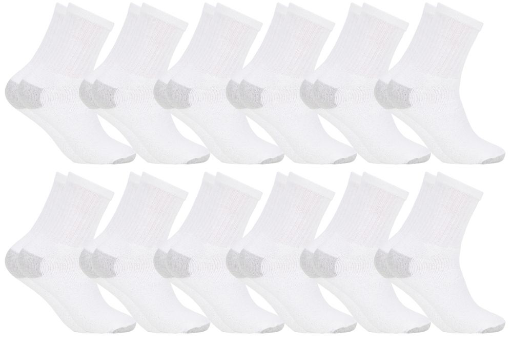 12 Wholesale Yacht & Smith Women's Cotton White With Gray Heel/toe Crew Socks