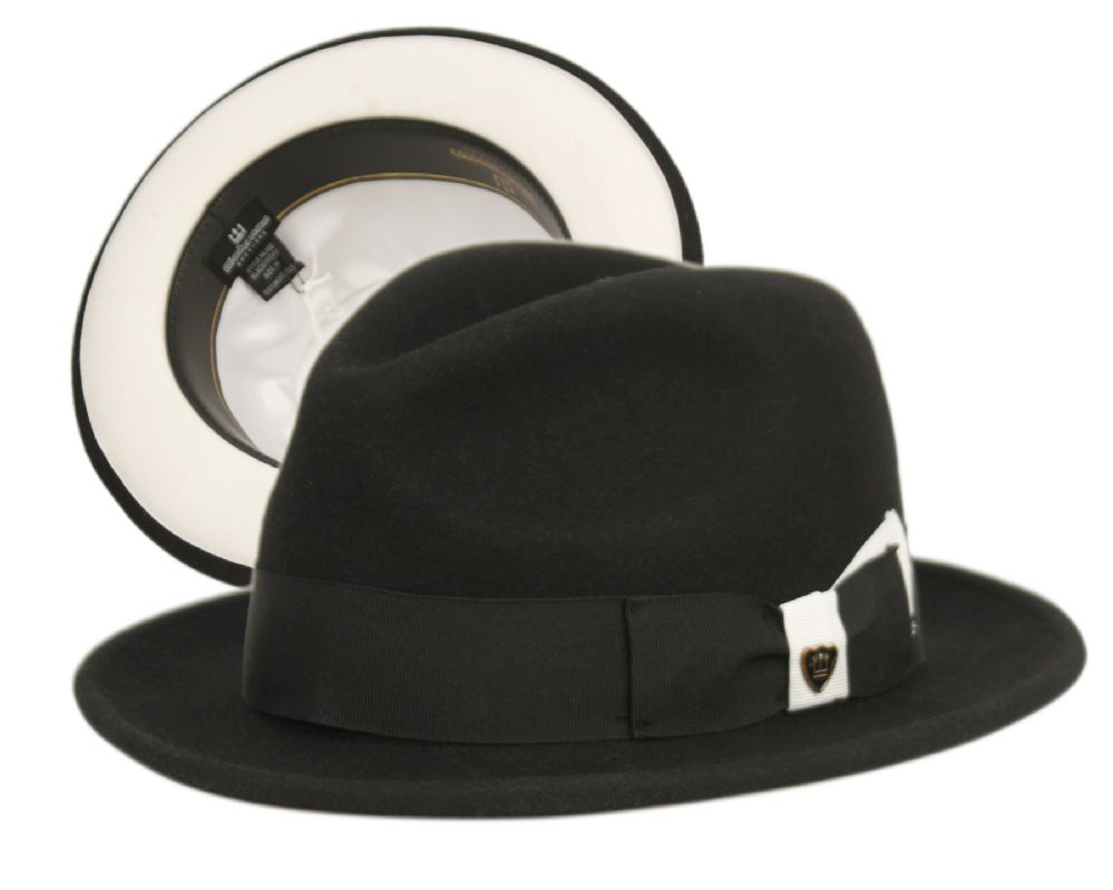 6 Wholesale Richman Brothers Wool Felt Fedora With Grosgrain Band In Black And Ivory