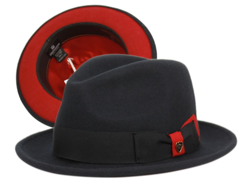 6 Wholesale Richman Brothers Wool Felt Fedora With Grosgrain Band In Navy