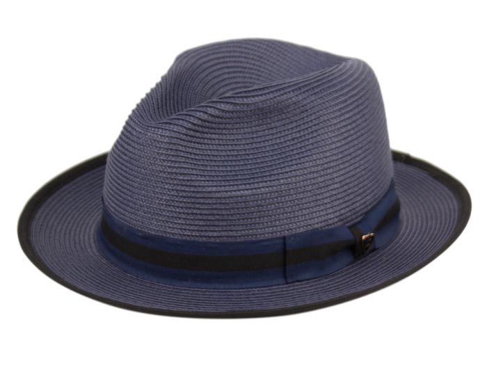12 Wholesale Richman Brothers Polybraid Fedora Hats With Grosgrain Band In Gray